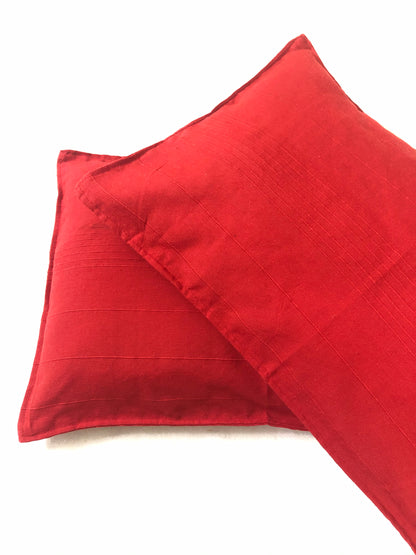 Handloom Cotton Red Pillow Covers (Set of 2)