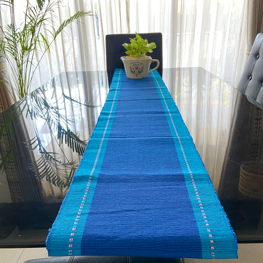 Cotton Navy Blue Striped Table Runner Medium