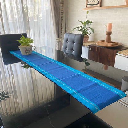 Cotton Navy Blue Striped Table Runner Medium