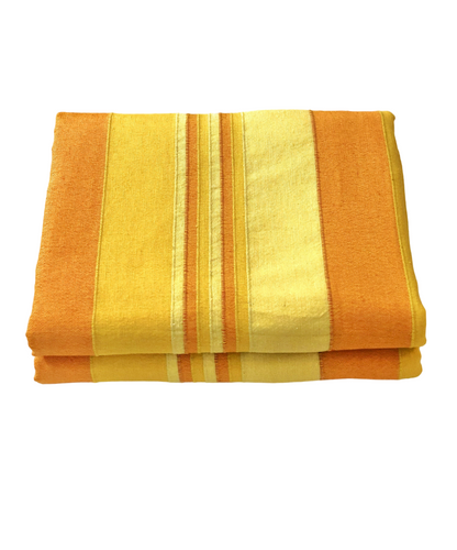 Handloom Cotton Yellow Striped King Bedcover without Pillow Covers
