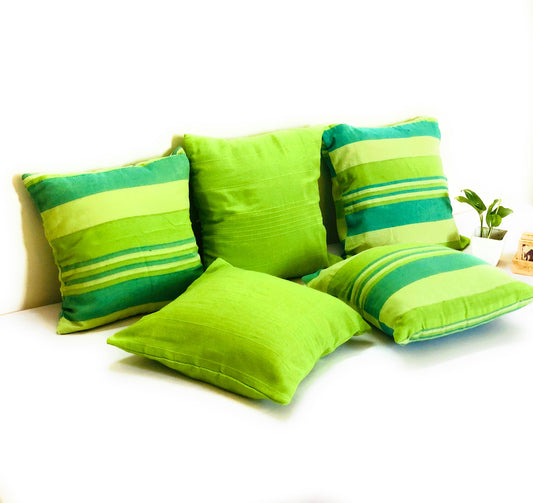 Handloom Green Cotton Cushion Covers (Pack of 5)