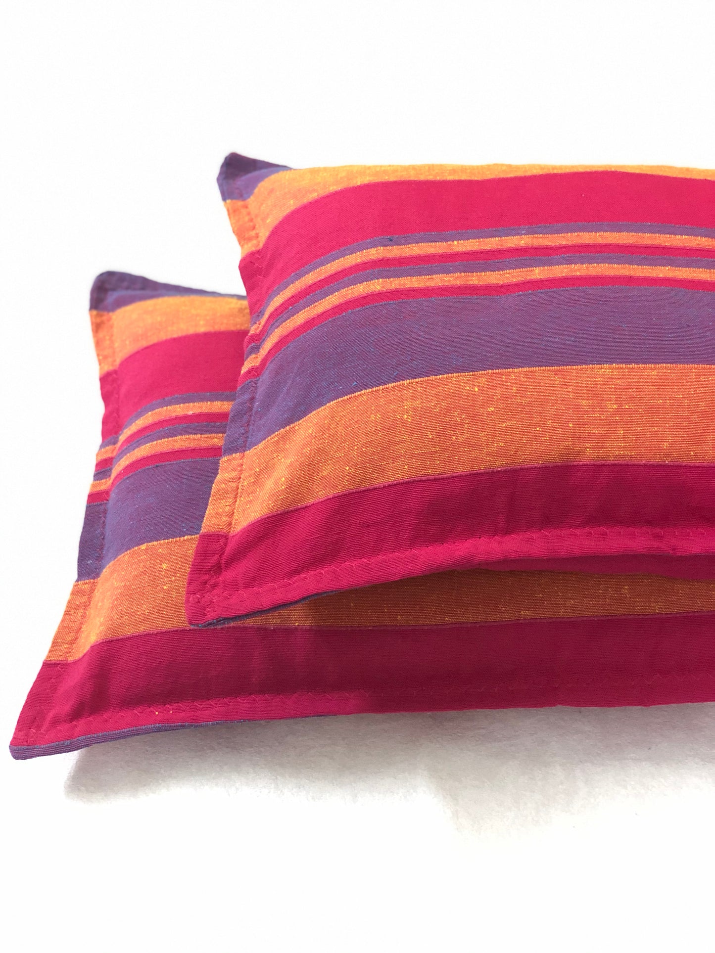 Handloom Cotton Pink Striped Pillow Covers (Set of 2)