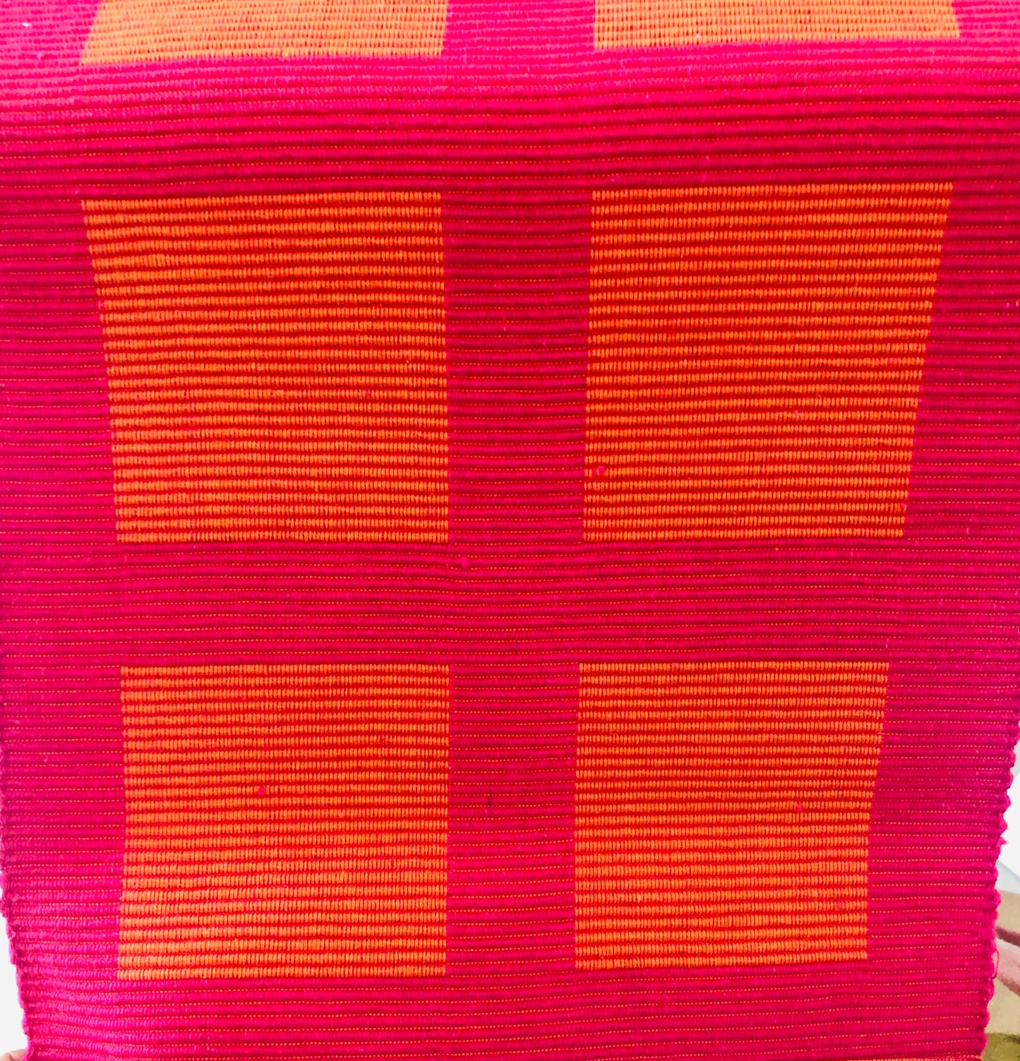 Rangbhar Handloom Ribbed Cotton Table Runner for Living/Dining Room/Home Decor, Anti Skid, Reversible, Machine Washable, 12 X 72 inches, Striped, Pink Orange Box