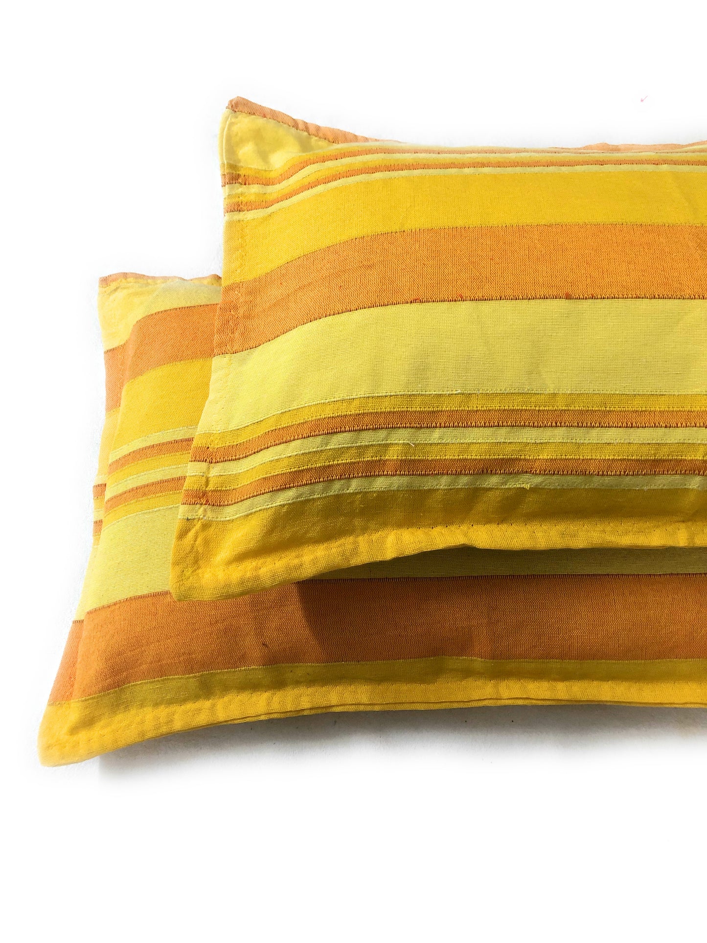 Handloom Cotton Yellow Striped Pillow Covers (Set of 2)