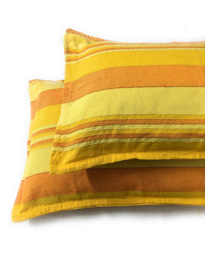 Handloom Cotton Yellow Striped Pillow Covers (Set of 2)