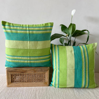 Handloom Green Cotton Cushion Covers (Pack of 2)