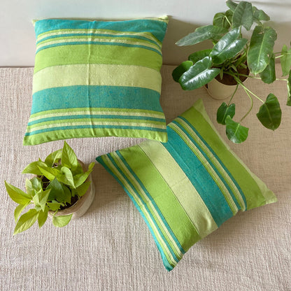 Handloom Green Cotton Cushion Covers (Pack of 2)