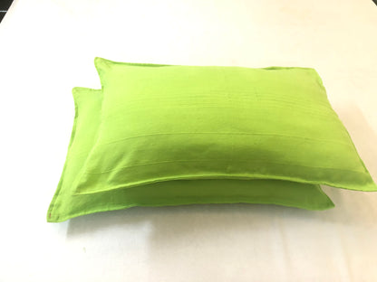 Handloom Cotton Green Pillow Covers (Set of 2)