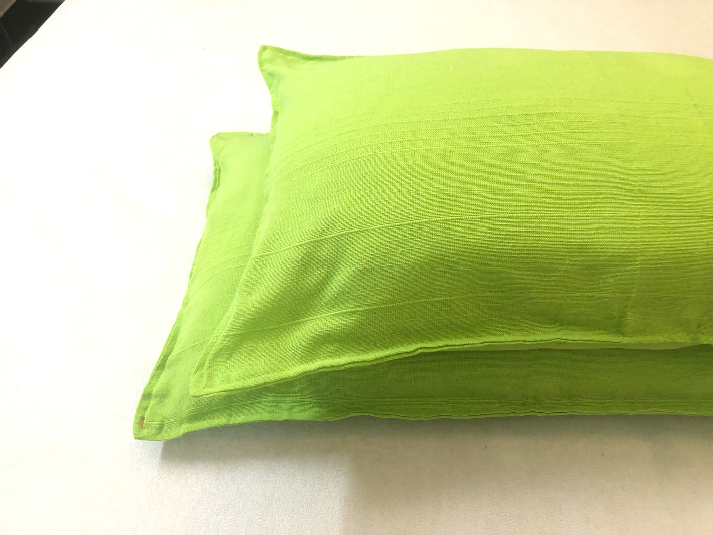 Handloom Cotton Green Pillow Covers (Set of 2)