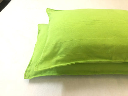 Handloom Cotton Green Pillow Covers (Set of 2)