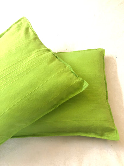 Handloom Cotton Green Pillow Covers (Set of 2)