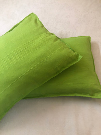 Handloom Cotton Green Pillow Covers (Set of 2)