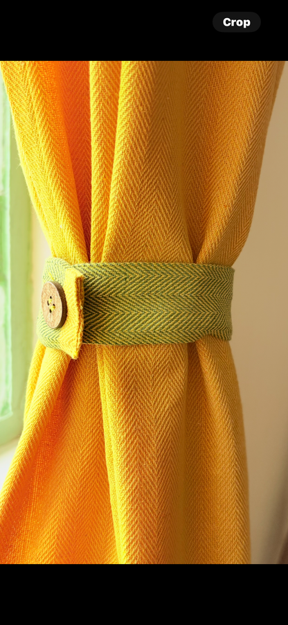 Handloom Yellow Premium Cotton Curtains 7 feet (Set of 2)