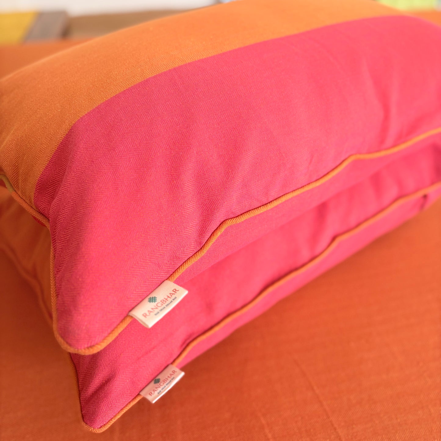 Handloom Orange Premium Cotton Bedcover without Pillow Covers
