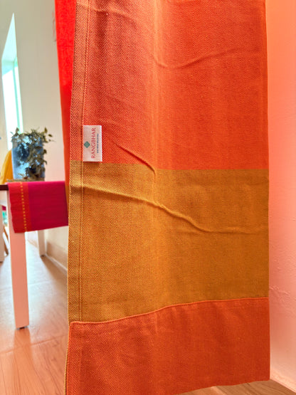 Handloom Orange Premium Cotton Curtains 7 feet (Set of 2)