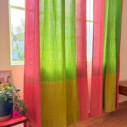 Handloom Green Premium Cotton Curtains 7 feet (Set of 2)