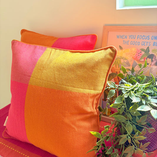 Handloom Premium Orange Cotton Cushion Covers (Pack of 2)