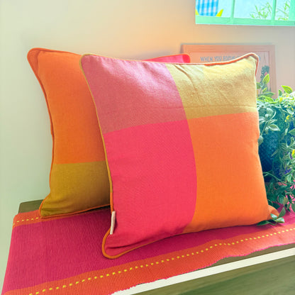 Handloom Premium Orange Cotton Cushion Covers (Pack of 2)