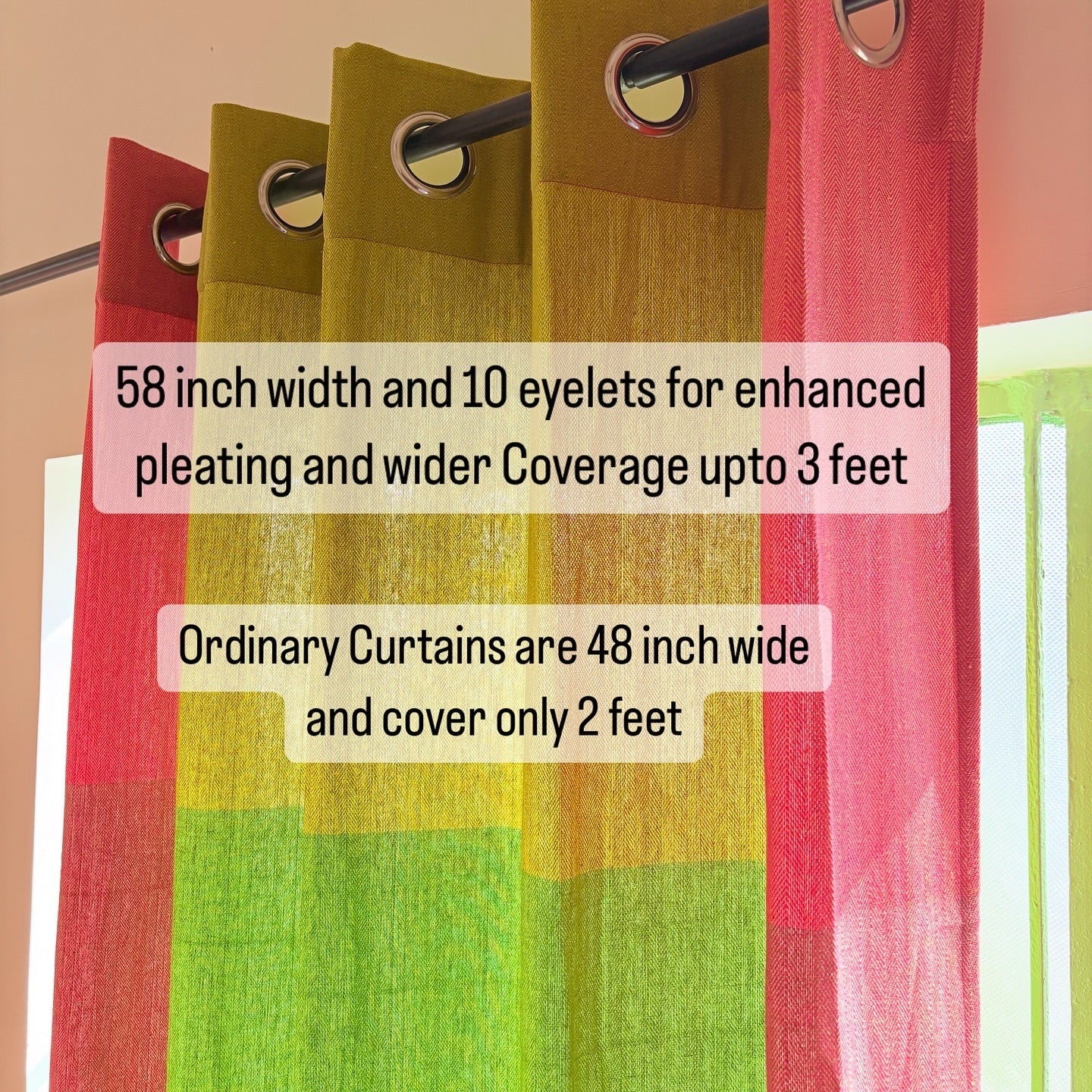 Handloom Green Premium Cotton Curtains 7 feet (Set of 2)