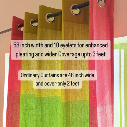 Handloom Green Premium Cotton Curtains 7 feet (Set of 2)