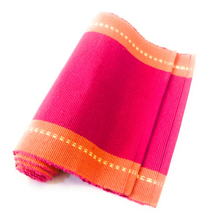 Cotton Pink Orange Striped Table Runner Large
