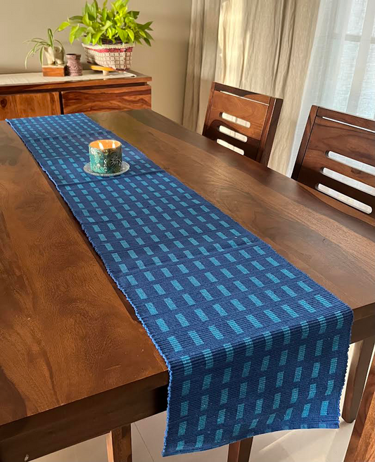 Cotton Blue Box Table Runner Medium