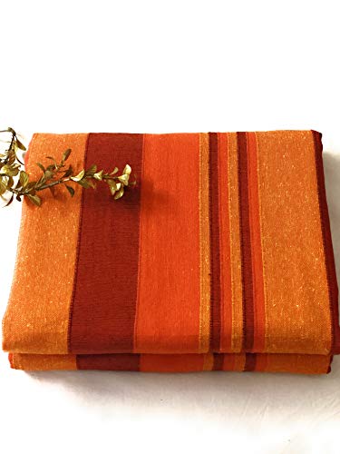 Handloom Cotton Orange Striped Single Bedcover without Pillow Covers