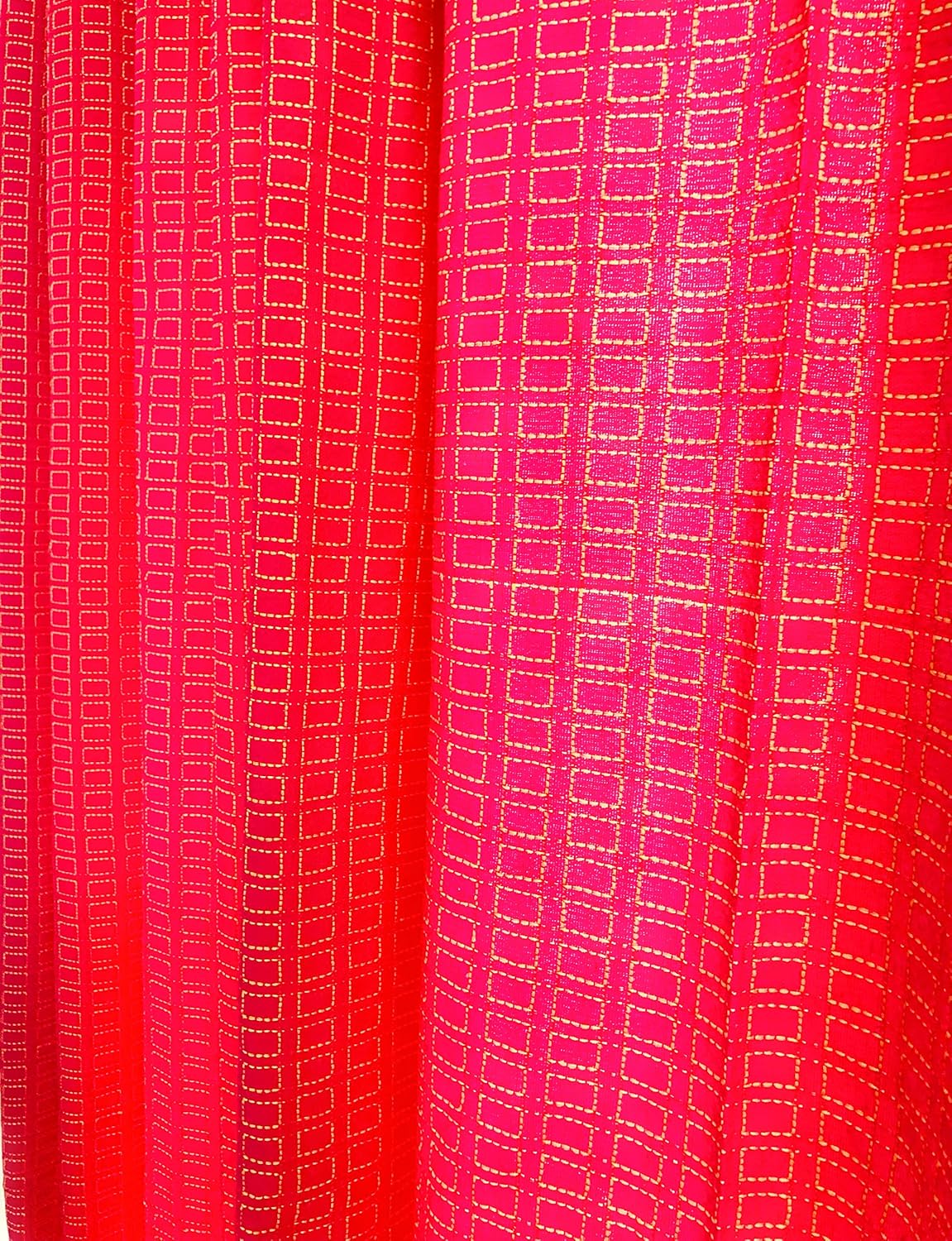 Handloom Cotton Pink Box Light Filtering Curtains 8 feet (Set of 2)