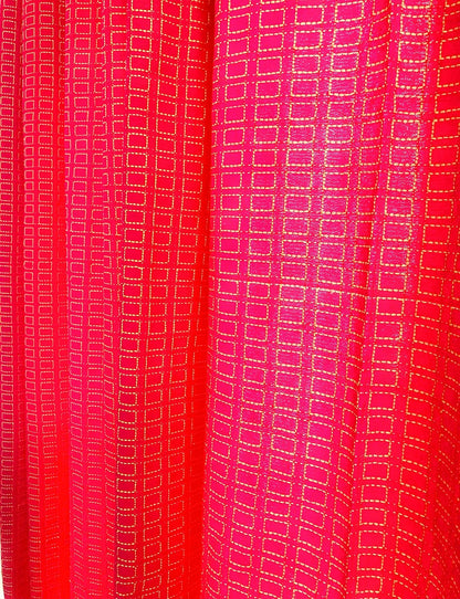 Handloom Cotton Pink Box Light Filtering Curtains 7 feet (Set of 2)