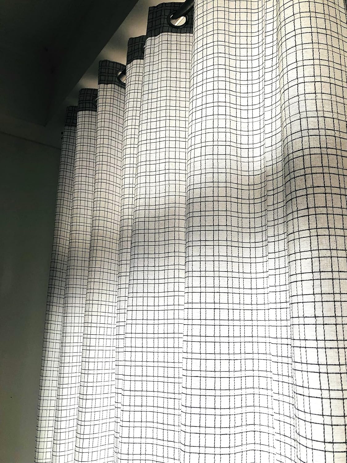 Handloom Cotton White Box Light Filtering Curtains 7 feet (Set of 2)