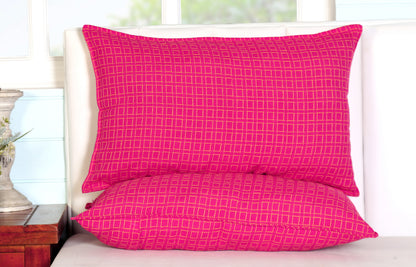 Handloom Cotton Pink Box Pillow Covers (Set of 2)