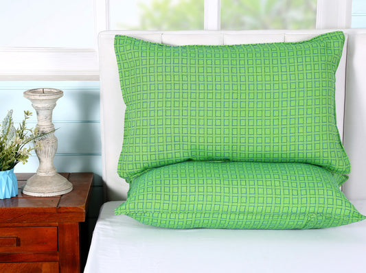 Handloom Cotton Green Box Pillow Covers (Set of 2)