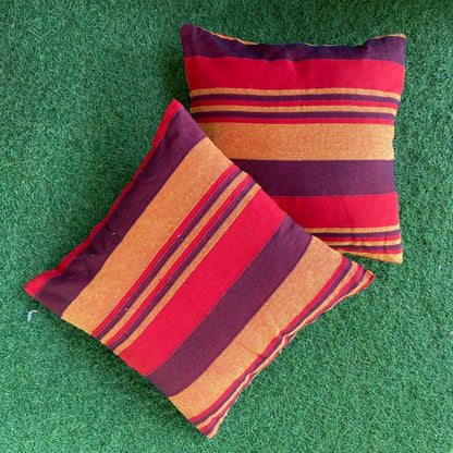 Handloom Red Cotton Cushion Covers (Pack of 2)