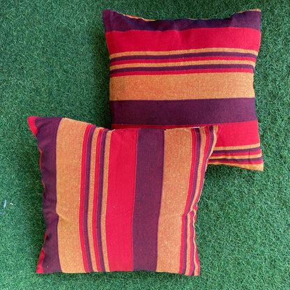 Handloom Red Cotton Cushion Covers (Pack of 2)
