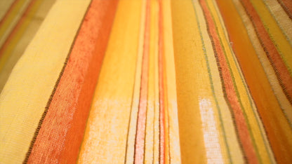 Handloom Cotton Yellow Striped Light Filtering Curtains 8 feet (Set of 2)