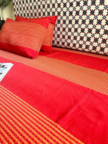 Handloom Cotton Striped Bedsheet